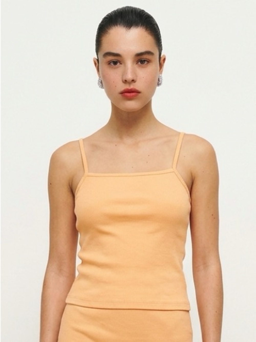 ✨ Twik Peach Ribbed Camisole with Thin Straps | Size Small
